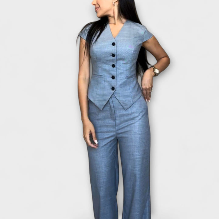Emily & Isabella Brooks | V-Neck Top and Pants Set