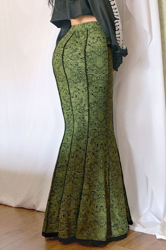 Emily & Isabella Brooks | Lace Color Block Low Rise Maxi Skirt