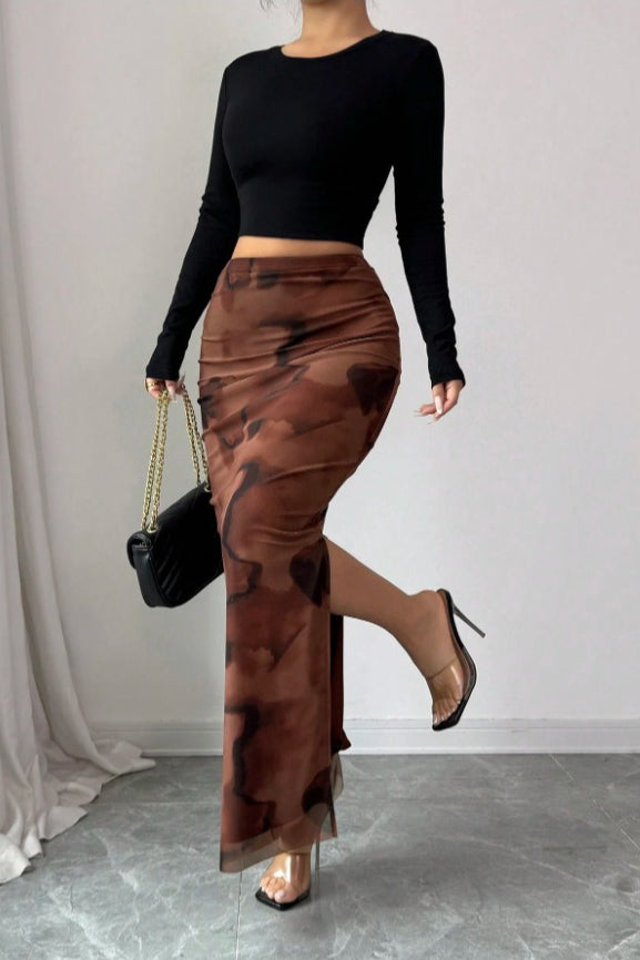 Emily & Isabella Brooks | Mesh High Waist Split Skirt