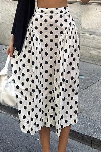 Emily & Isabella Brooks | Polka Dot High Waist A-Line Skirt