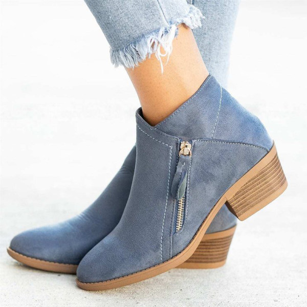 Emily & Isabella Brooks | Women's Ankle Boots, Double Zipper, Chunky Low Heel