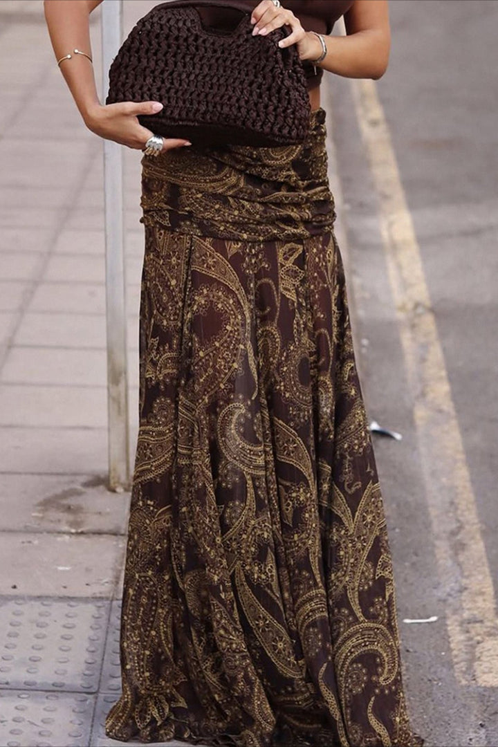 Emily & Isabella Brooks | Paisley Print Slim Fit Maxi Skirt