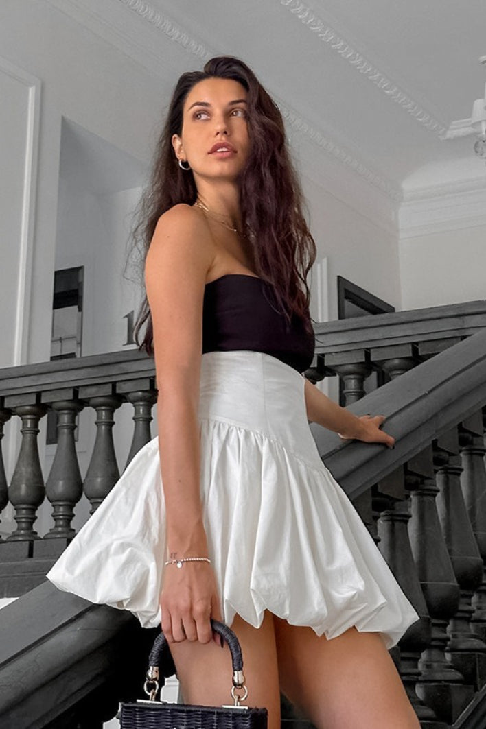 Emily & Isabella Brooks | Cotton A-Line High Waist Mini Skirt