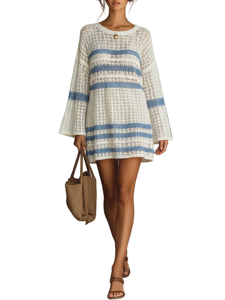 Emily & Isabella Brooks | Women's Openwork Knit Striped Mini Dress