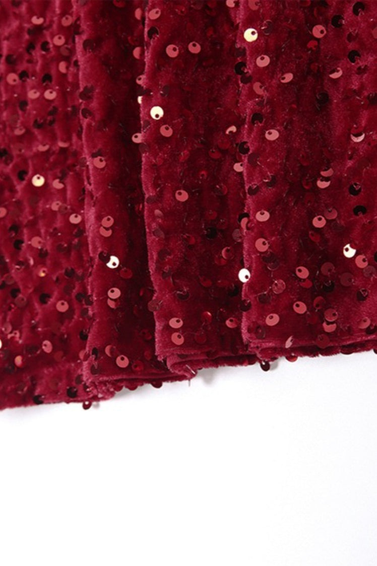Emily & Isabella Brooks | Solid Sequin High Waist Pencil Skirt