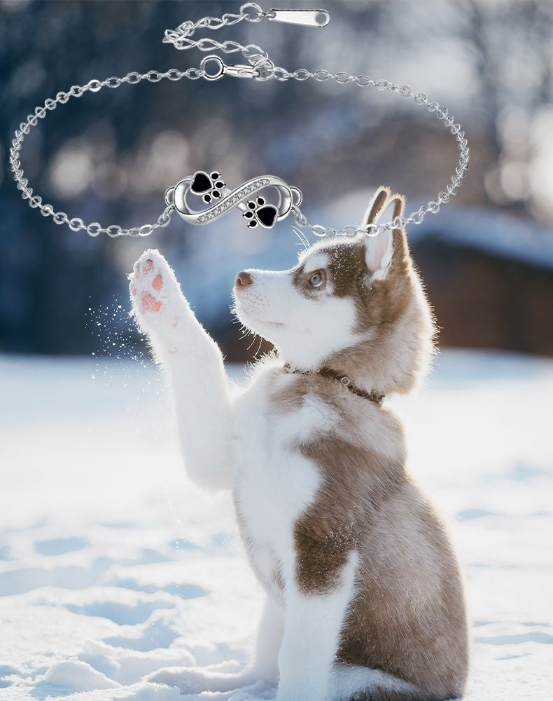 Emily & Isabella Brooks | Pendant Pet Paw Bracelet with Zirconia
