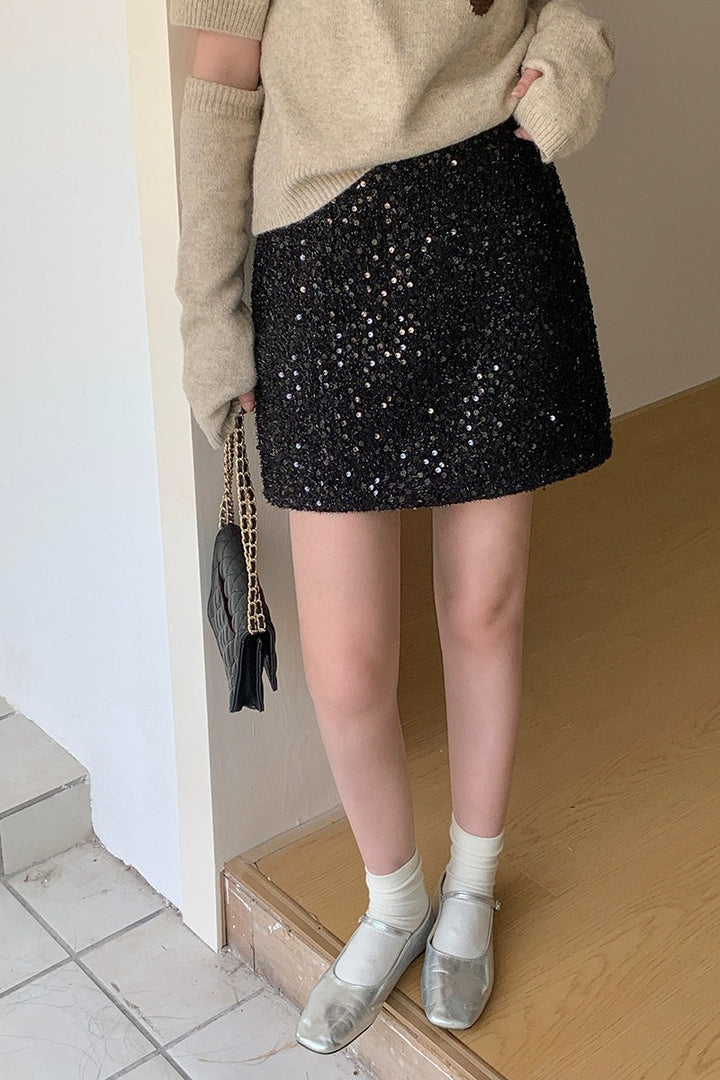 Emily & Isabella Brooks | Sequin High Waist Mini Skirt