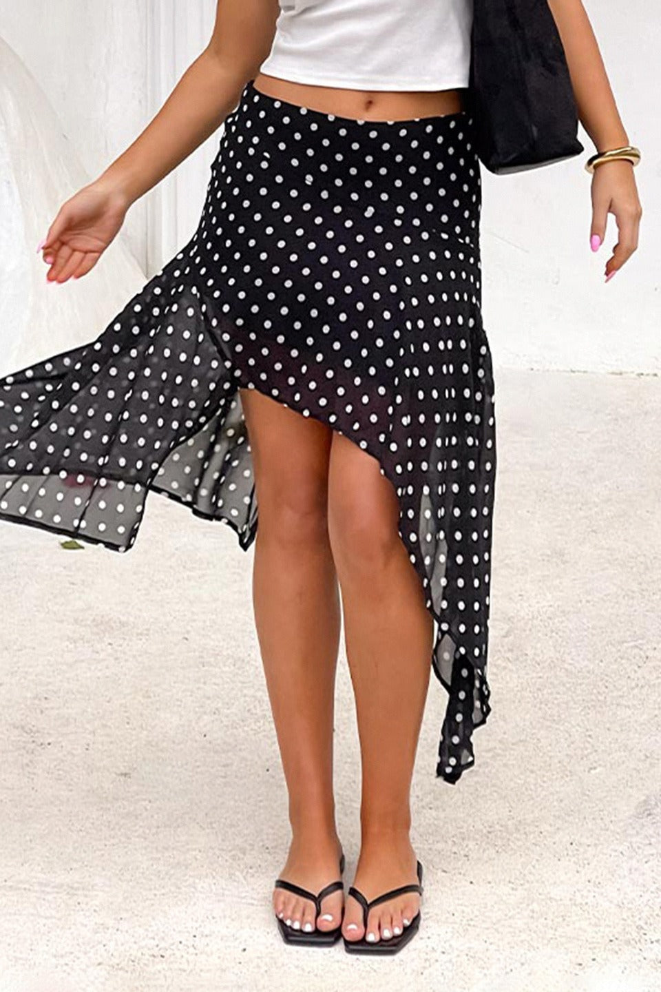 Emily & Isabella Brooks | Polka Dot Wrap Tie Midi Skirt