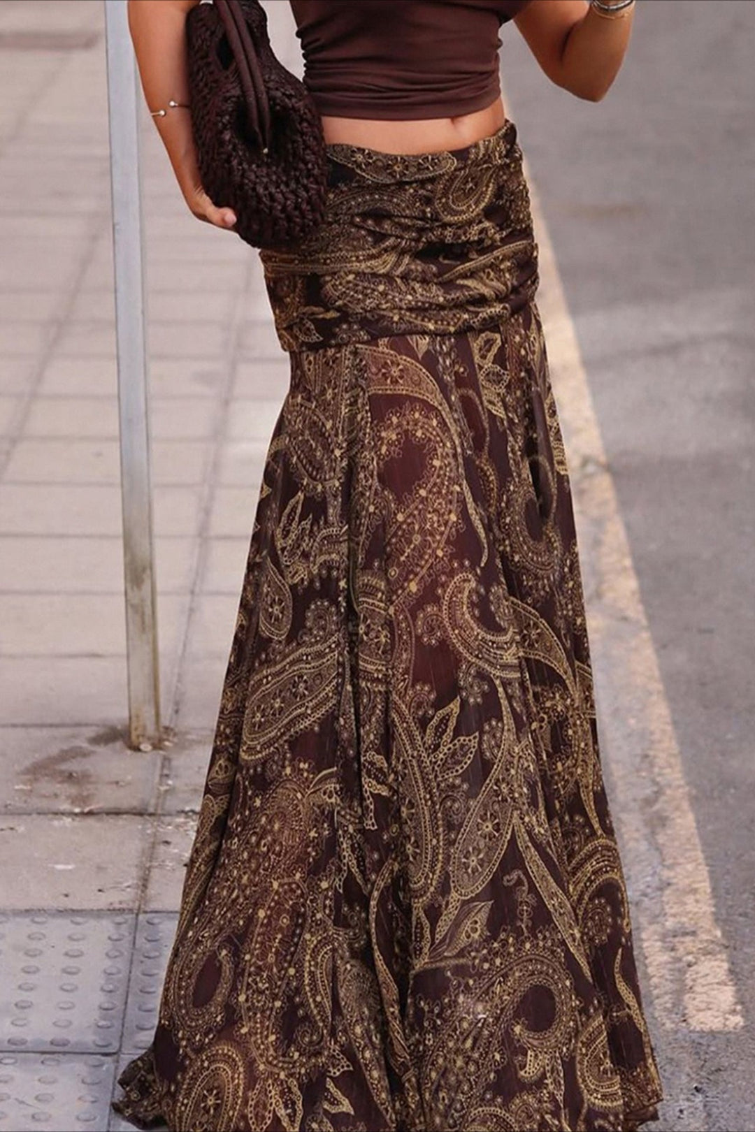 Emily & Isabella Brooks | Paisley Print Slim Fit Maxi Skirt