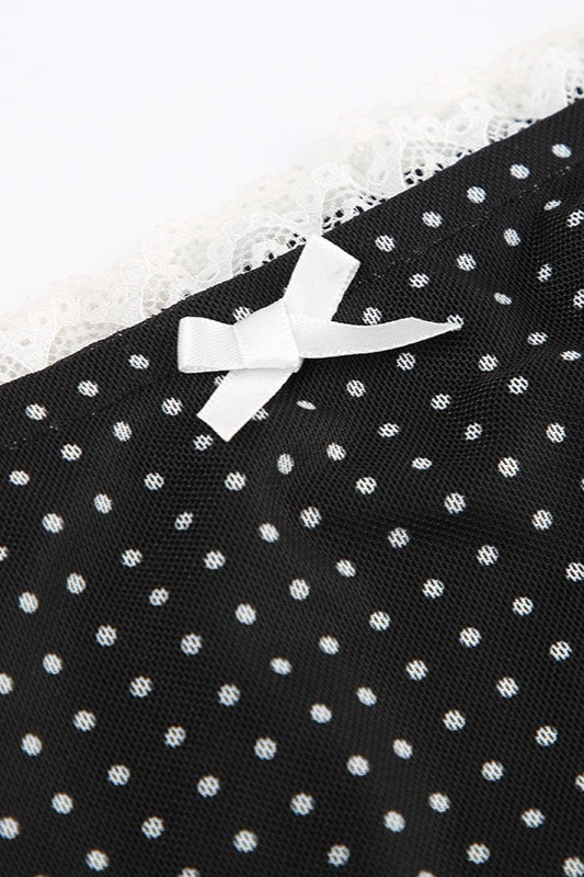 Emily & Isabella Brooks | Lace Trim Polka Dot Bodycon Skirt