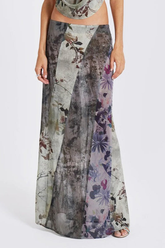 Emily & Isabella Brooks | Botanical Print Bodycon Maxi Skirt