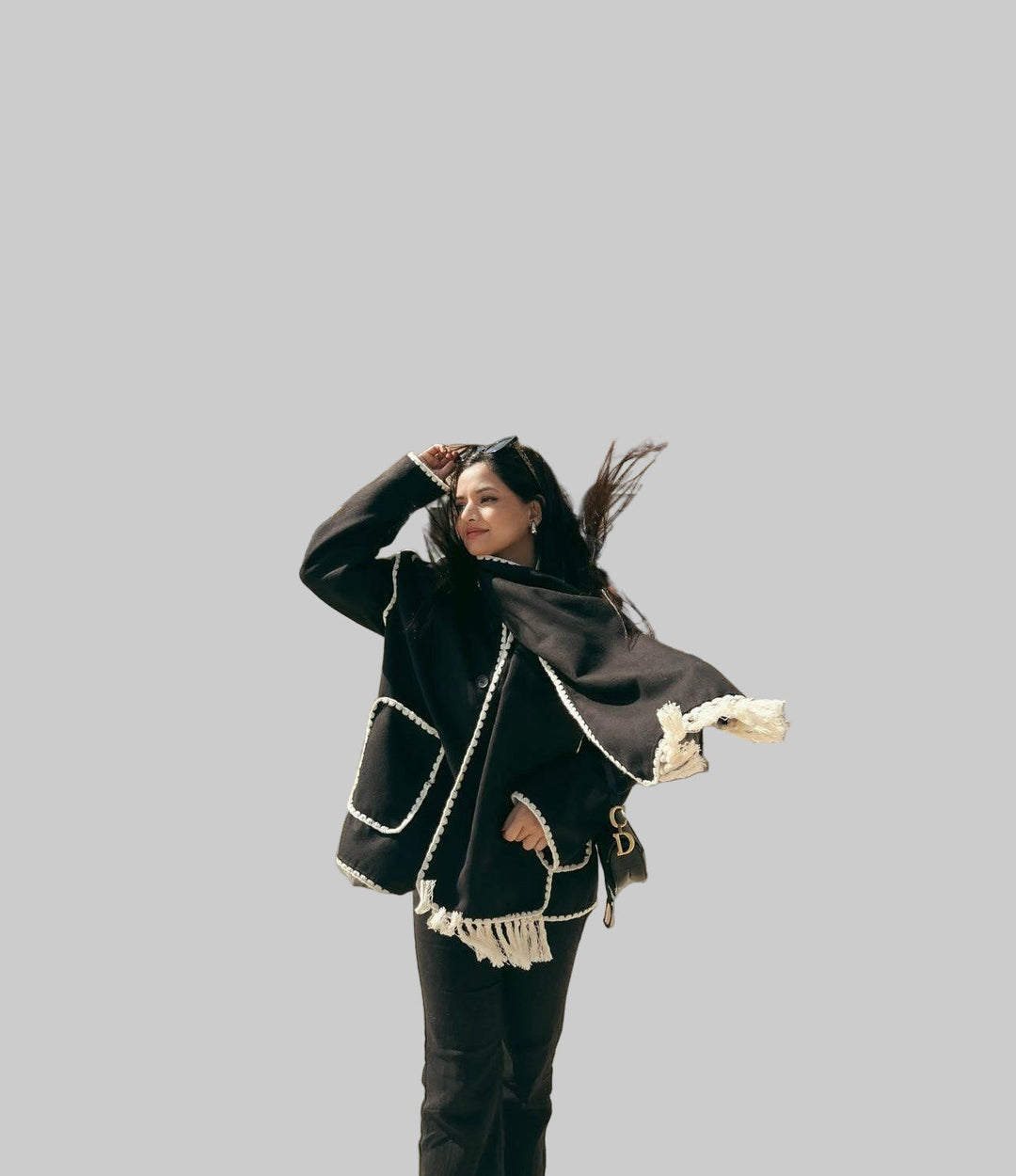Emily & Isabella Brooks | Large Wool Jacket with Scarf