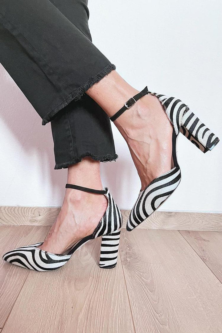 Emily & Isabella Brooks | Zebra Print Pumps with Ankle Strap