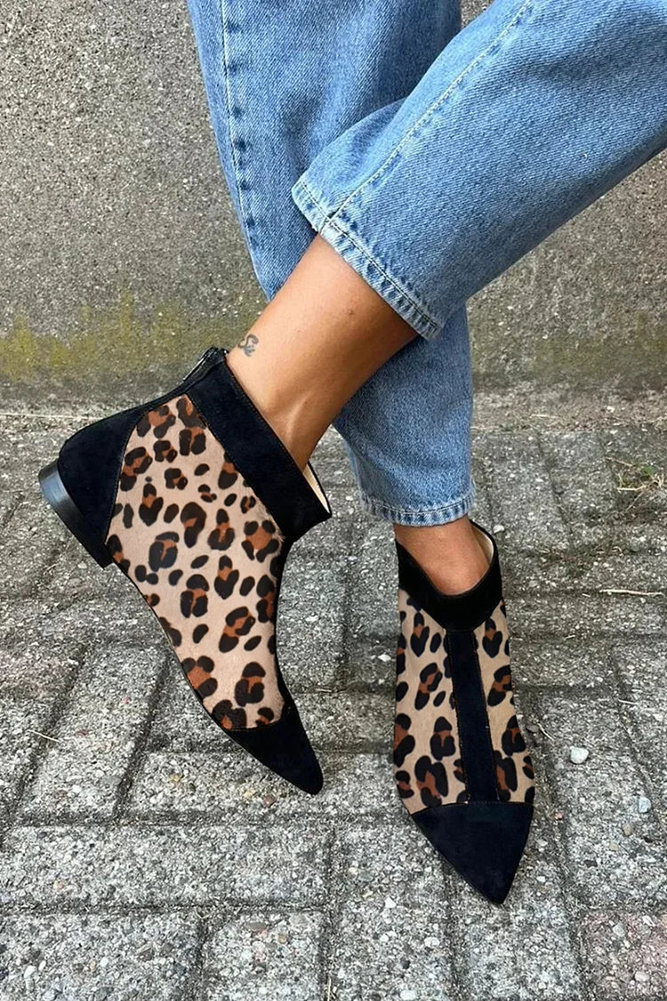 Emily & Isabella Brooks | Leopard Print Ankle Boot, Pointed Toe