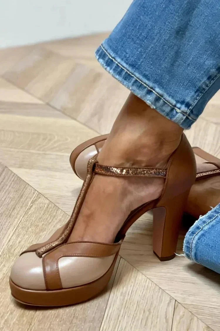 Emily & Isabella Brooks | Two-Tone T-Strap Heels
