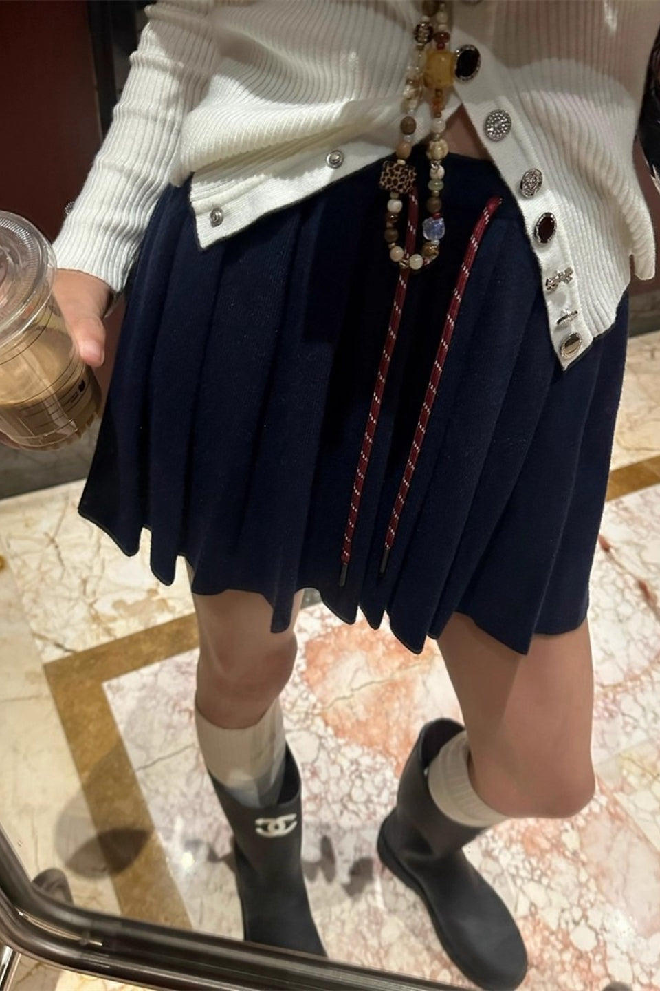 Emily & Isabella Brooks | Pleated Knit Mini Skirt