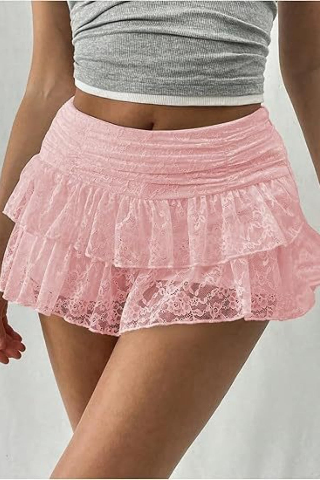 Emily & Isabella Brooks | Tiered Lace Trim Mini Skirt