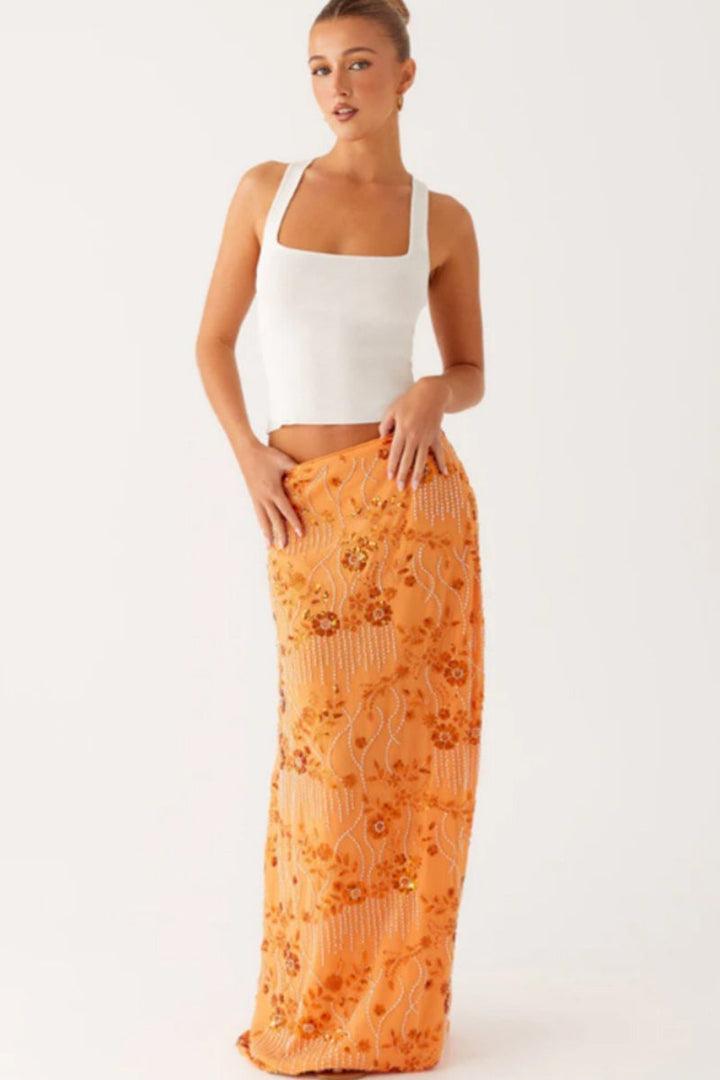Emily & Isabella Brooks | Beaded Sequin Embroidery Maxi Skirt