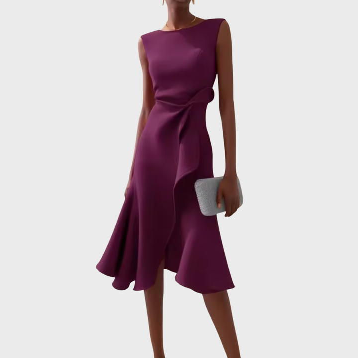 Emily & Isabella Brooks | Draped Asymmetric Midi Dress
