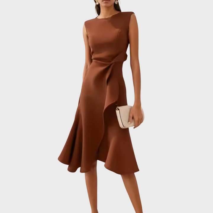 Emily & Isabella Brooks | Draped Asymmetric Midi Dress