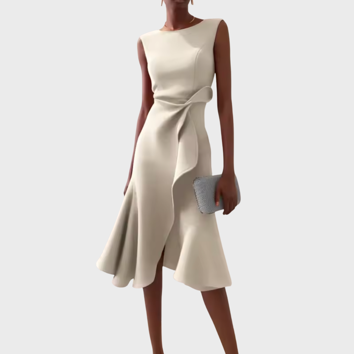 Emily & Isabella Brooks | Draped Asymmetric Midi Dress