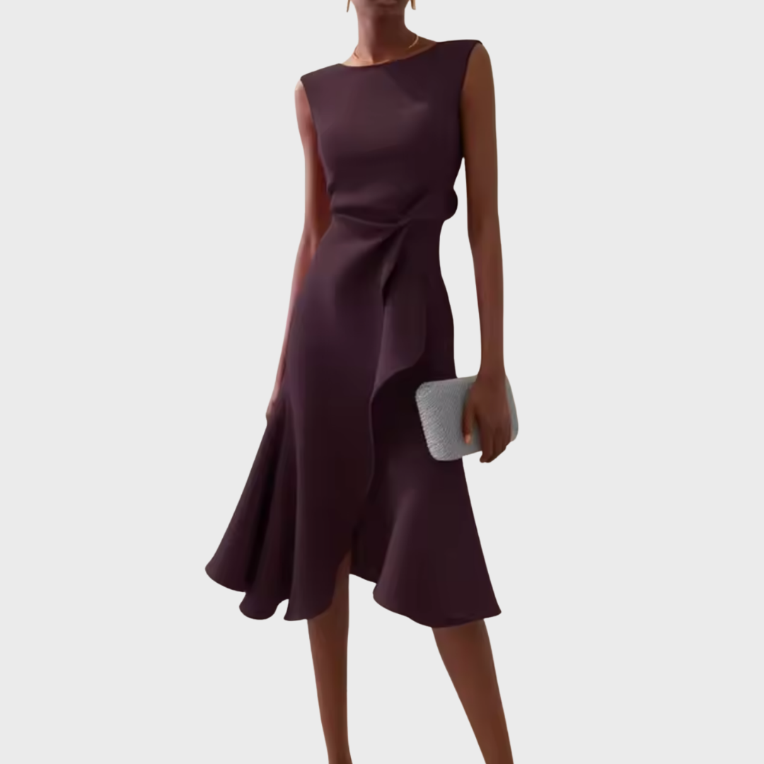 Emily & Isabella Brooks | Draped Asymmetric Midi Dress