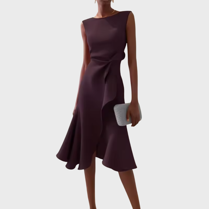 Emily & Isabella Brooks | Draped Asymmetric Midi Dress