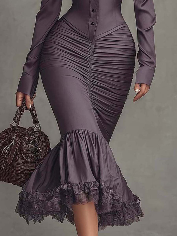 Emily & Isabella Brooks | Satin Midi Dress in Dusty