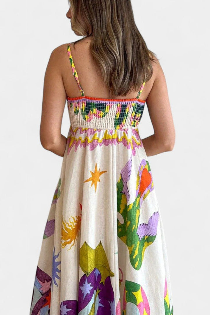 Emily & Isabella Brooks | Printed Linen Blend Midi Dress