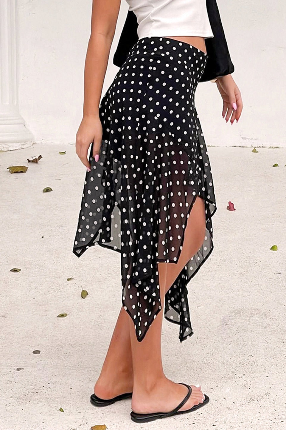 Emily & Isabella Brooks | Polka Dot Wrap Tie Midi Skirt