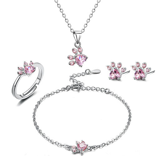 Emily & Isabella Brooks | Rose Gold Jewelry Set – 4 Pieces with Zirconia Heart (Ring, Necklace, Earrings, Bracelet)
