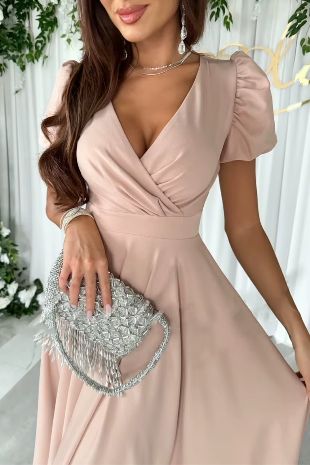 Emily & Isabella Brooks | Elegant V-Neck Midi Dress