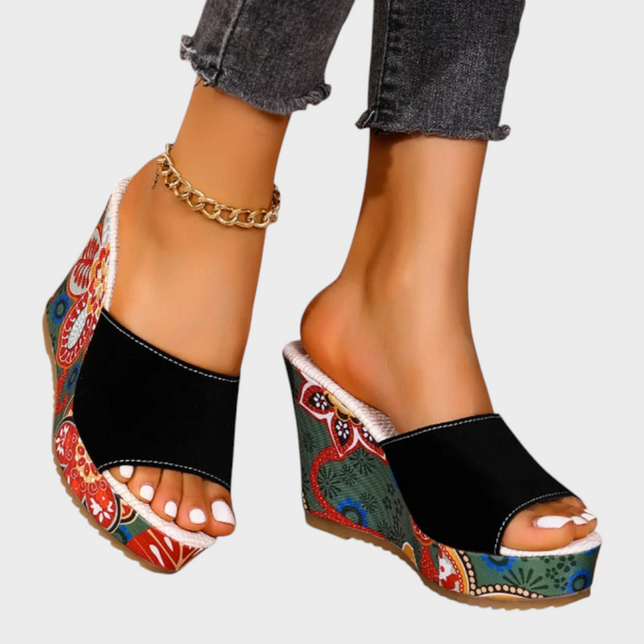 Emily & Isabella Brooks | Velvet Wedge Sandal