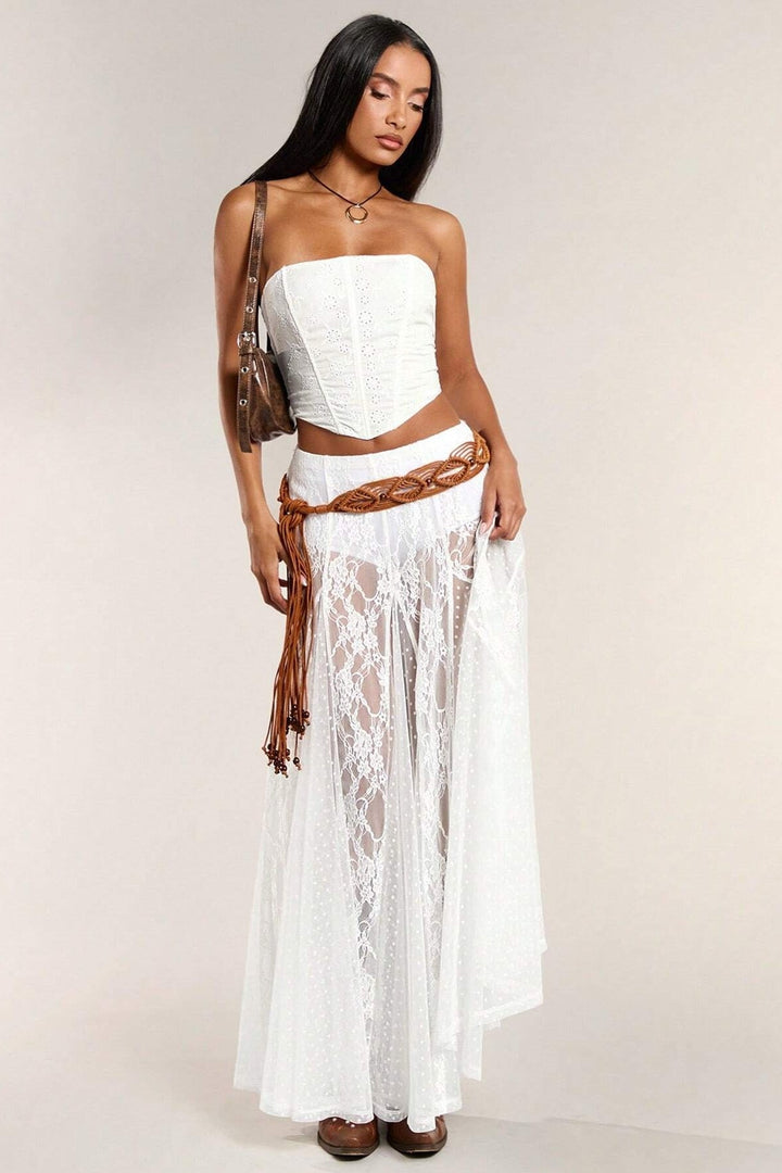 Emily & Isabella Brooks | Low Waist Lace Trim Bodycon Skirt