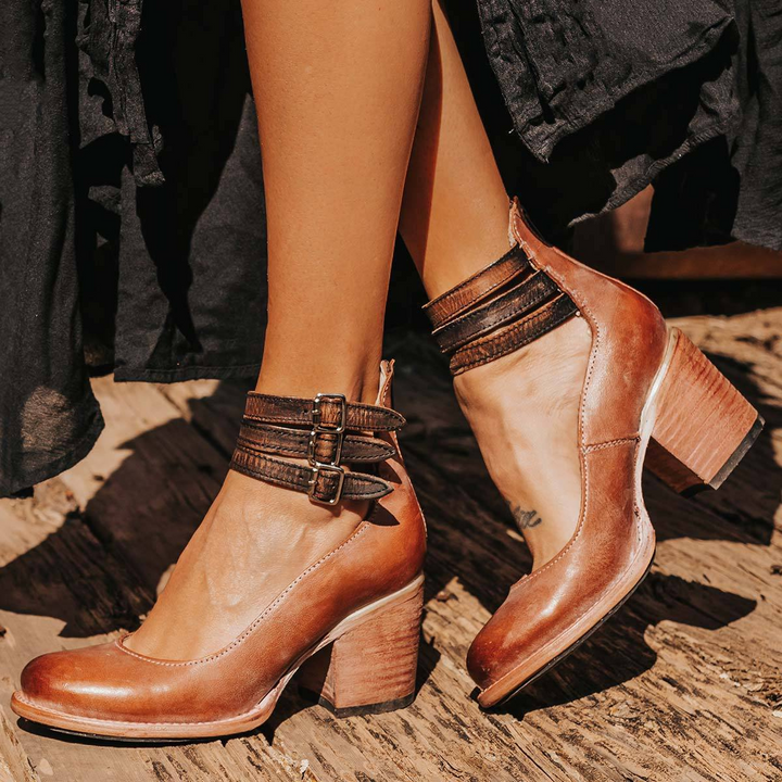 Emily & Isabella Brooks | Vintage Leather Strap Heels