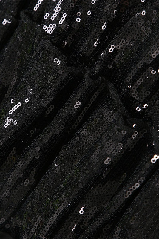 Emily & Isabella Brooks | Sequin Paneled Tiered Bodycon Mini Skirt