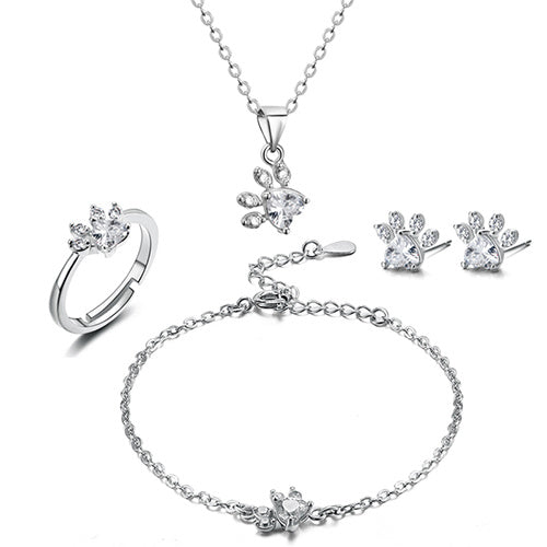 Emily & Isabella Brooks | Rose Gold Jewelry Set – 4 Pieces with Zirconia Heart (Ring, Necklace, Earrings, Bracelet)