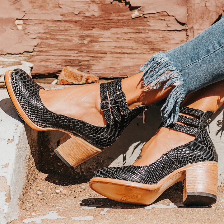 Emily & Isabella Brooks | Vintage Leather Strap Heels