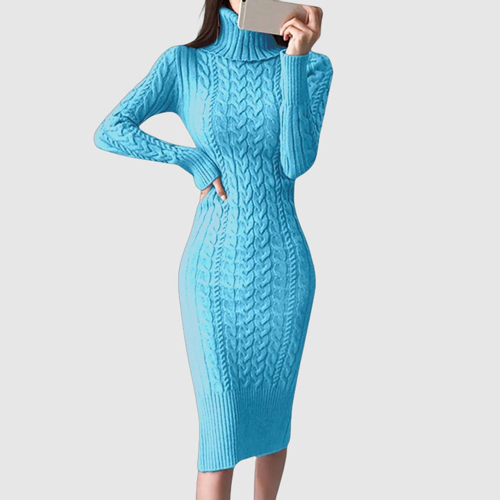 Emily & Isabella Brooks | Women's Winter Turtleneck Cable Knit Dress