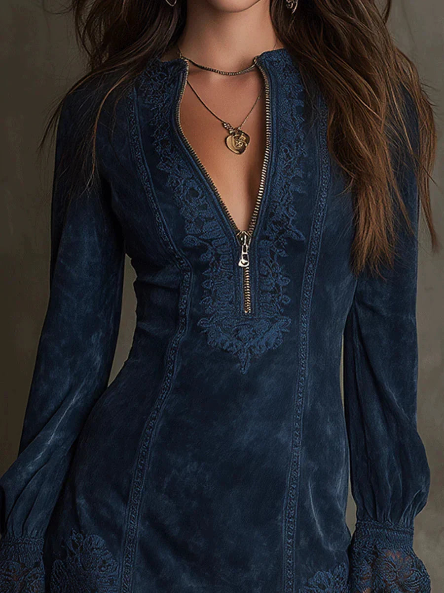 Emily & Isabella Brooks | Blue Mini Dress with Lace