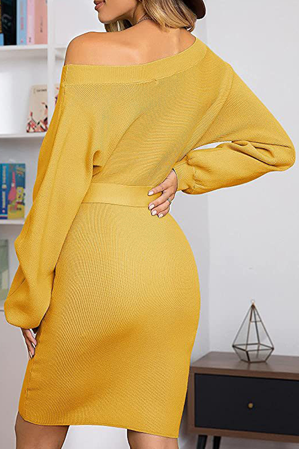 Emily & Isabella Brooks | Ribbed Knit Sweater Dress with Belt