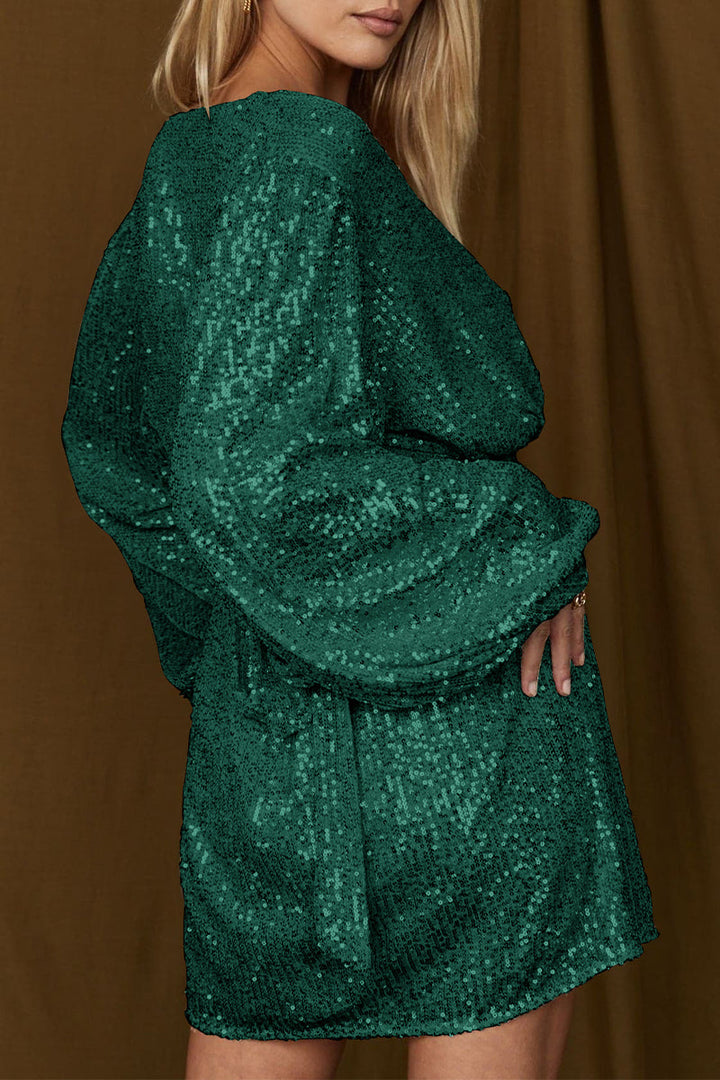 Emily & Isabella Brooks | Sequined Wrap Cocktail Dress