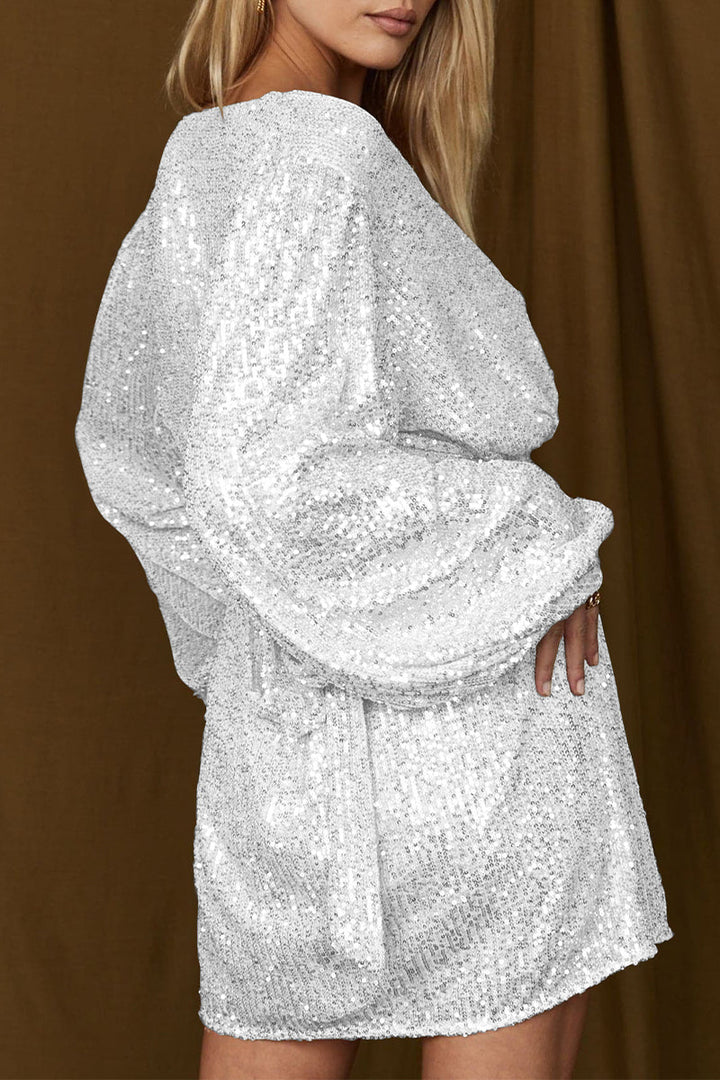 Emily & Isabella Brooks | Sequined Wrap Cocktail Dress