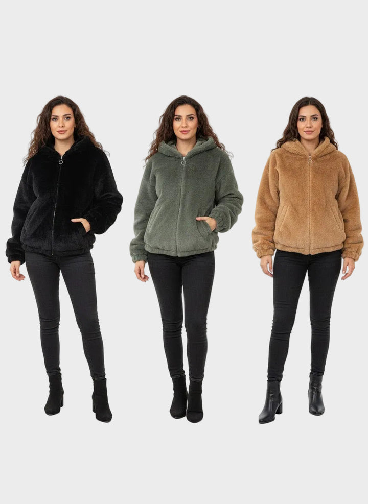 Emily & Isabella Brooks | Teddy Fleece Hooded Jacket with Zipper