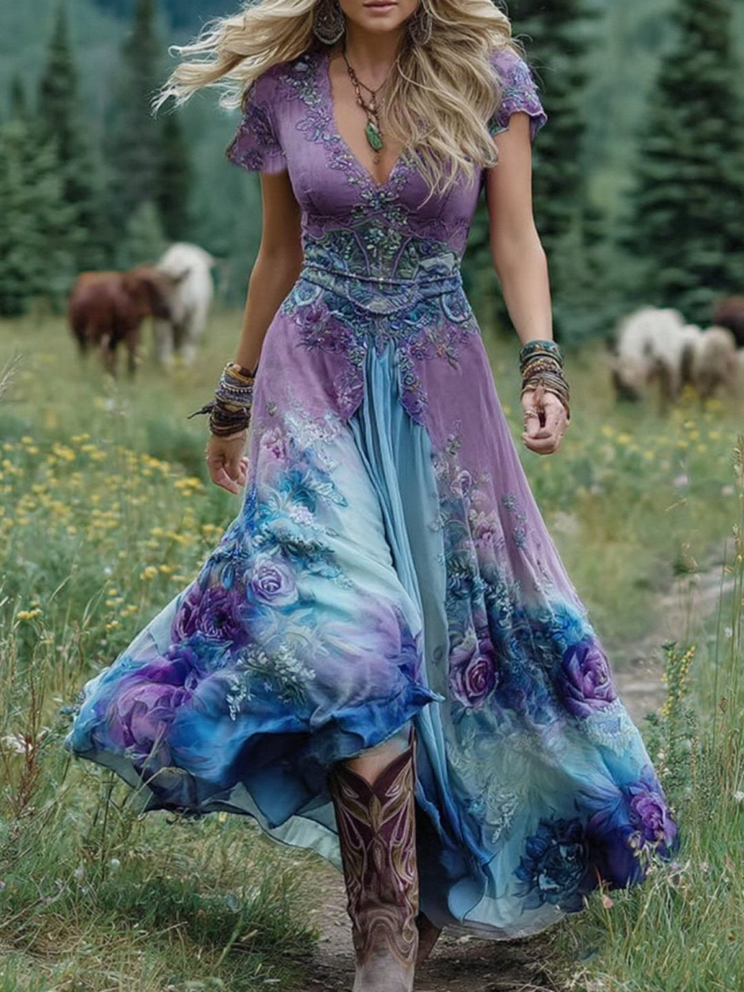 Emily & Isabella Brooks | Colorful Maxi Dress