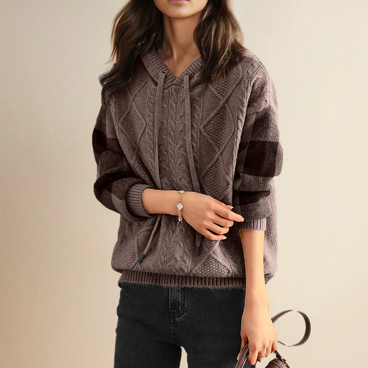 Emily & Isabella Brooks | Cable Knit Hoodie Sweater
