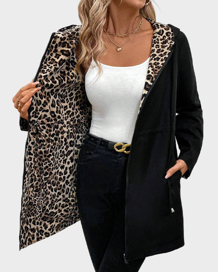 Emily & Isabella Brooks | Reversible Jacket with Hat, Leopard Pattern