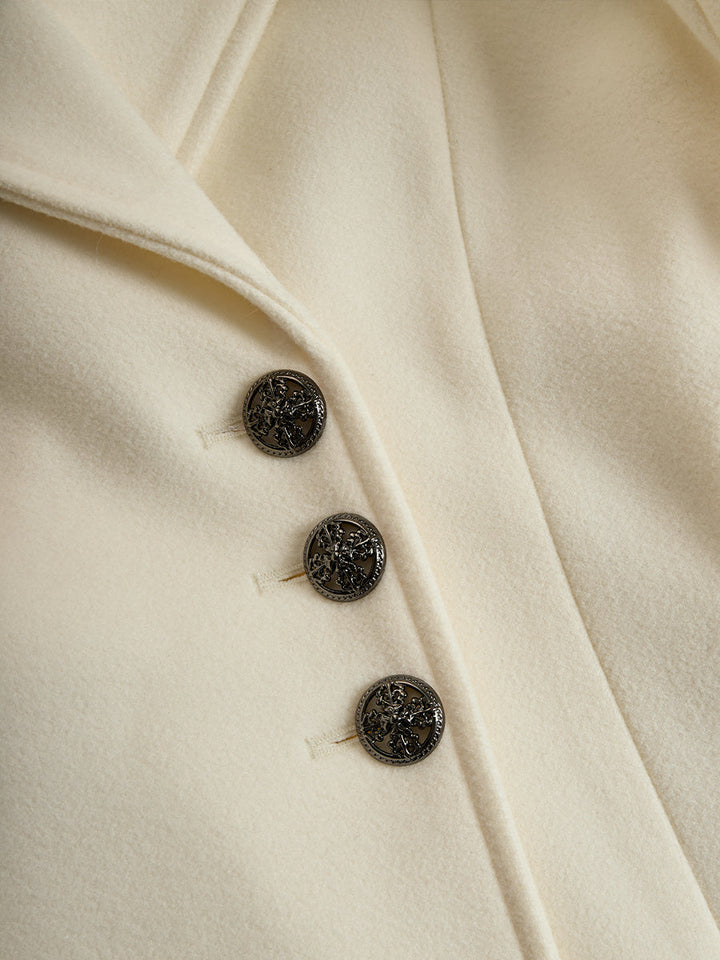 Emily & Isabella Brooks | Cream Puffer Coat with Faux Fur Collar