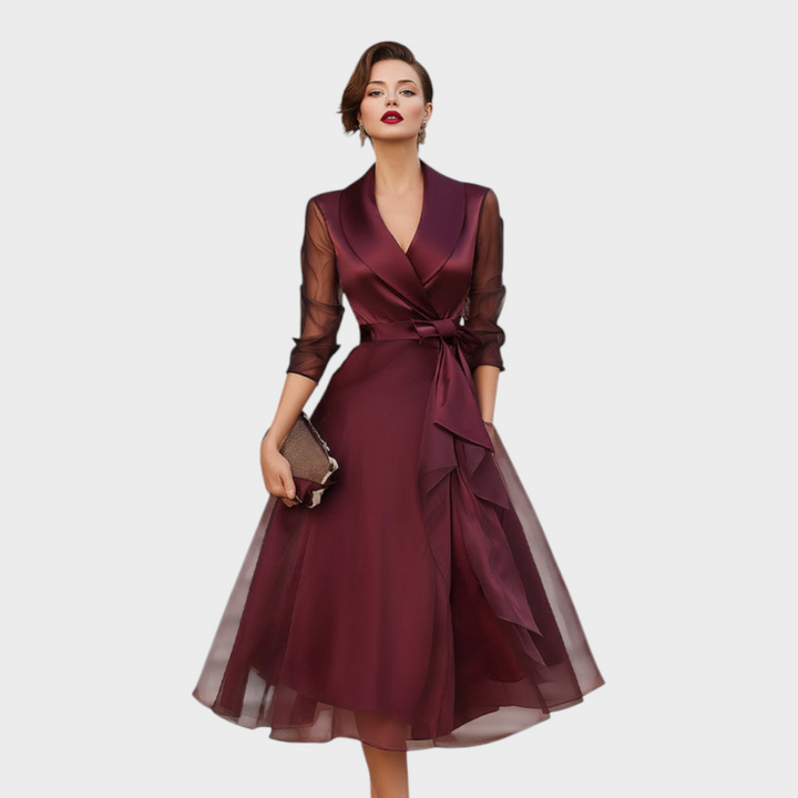 Emily & Isabella Brooks | Midi Dress with Sheer Sleeves