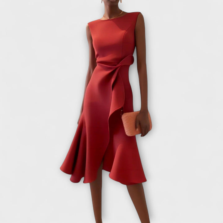 Emily & Isabella Brooks | Asymmetrical Draped Midi Dress